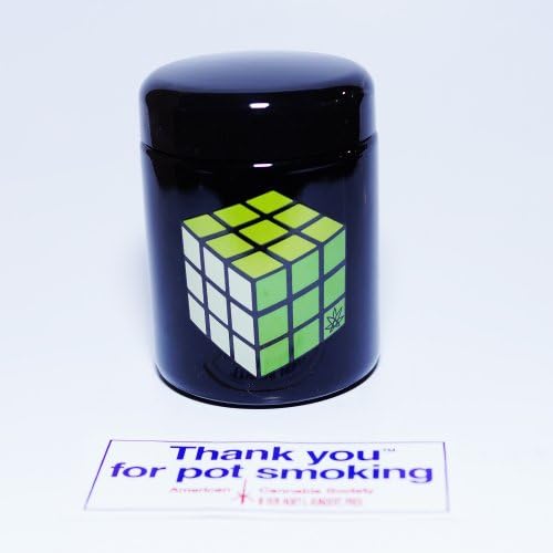 Bundle - 2 Items - Screw Top UV 420 Jar - Rubik's Cube Decal with 2ʺ x 4ʺ Thank You For Pot Smoking Sticker (Large)