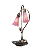 Victorian Style Two Light Pink and Mauve Lily Accent Table Lamp by Meyda Tiffany