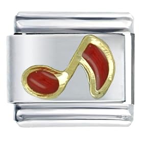 Buy Music Note Red Musical Italian Charms Bracelet Link made by Pugster now!
