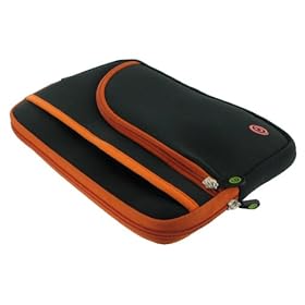 ASUS Eee PC 1005HA-VU1X-WT 10.1-Inch Netbook Sleeve Case (Tri-Pocket Black / Orange)