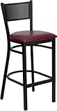 HERCULES™ Series Black Grid Back Metal Restaurant Bar Stool with Burgundy ....