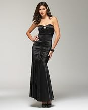 Strapless Satiny Brooch Mermaid Gown