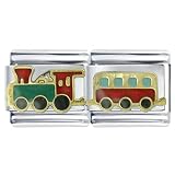 Train Double Italian Charms Bracelet Link