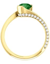 10K Yellow Gold 6.00mm Round Cut Chrome Tourmaline and Diamond Ring -- LIFETIME WARRANTY