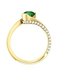 14K Yellow Gold 6.00mm Round Cut Chrome Tourmaline and Diamond Ring -- LIFETIME WARRANTY