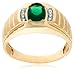 10k Yellow Gold Lab Created Emerald and Diamond Men's Ring