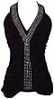 Ruched Studded Halter Top w/ Crystals