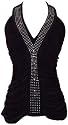 Ruched Studded Halter Top w/ Crystals