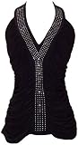 Ruched Studded Halter Top w/ Crystals