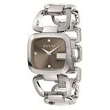 Gucci Women`s YA125401 G Gucci Medium Diamond Brown Dial Steel Watch