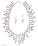 Pearl and rose quartz jewelry set, 'Rose Fantasy' 2.2