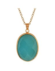 Stunning 1" Jadelite Faceted Sky Blue Color Oval Pendant With 18" Chain