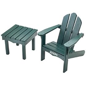 Childs Adirondack Chair and End Table-Color Green from Childrens Furniture