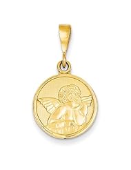 14k Yellow Gold Polished & Satin Raphael Angel Pendant.