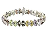 STERLING SILVER 26.35CTW MULTI GEM FLOWER DESIGN BRACELET