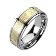 Spikes Mens Tungsten Carbide Gold IP Zebra Pattern Band Ring