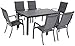 Naples 7-Piece Outdoor Dining Set with 6 Padded Sling Chairs in Gray and a 63" x 35" Dining Table