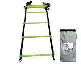 Cintz 30 ft adjustable Speed Agility ladder with flat rungs and ladder organizer in a bag, (Ladder splits into two ladders of 15 ft each)