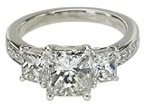 Platinum Princess Cut 3-Stone Diamond Ring (GIA Certified 2.08 ct center, 3.53 cttw, D Color, VVS2 Clarity), Size 6