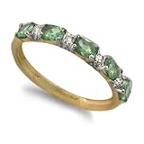 9ct Yellow Gold Alexandrite And 15pts Diamond Set Classic Style Half Eternity Ring Size N