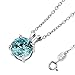.925 Sterling Silver Aqua Blue 2.00 Carat Total Weight Pendant Necklace,18