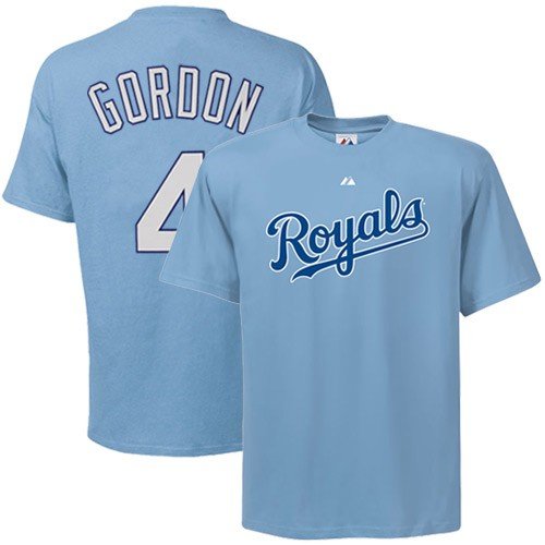 Alex Gordon Majestic Name and Number Blue Kansas City Royals T-Shirt