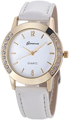 BuyTerest Geneva Women's Fashion 2015 New Arrival Leather Band Gold Case Crystal Dress Watch