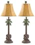 1 Pair 2 Monkey Palm Tree Table Lamp Lighting Light w/ Shade [Misc.]