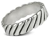  : Sterling Silver Rope Design Wedding Band, Size 9