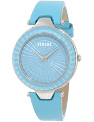 Versus by Versace Womens 3C72000000 Sertie Turquoise Dial Textured Glass Bezel Genuine Leather Watch