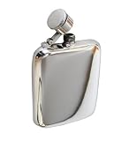 Classic pewter hip flask 4 oz with captive top & pouch