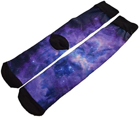 Kalily Brand New Galaxy Crew Socks with Design (Galaxy 1, Medium)