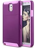 Galaxy Note 3 Case, Ansiwee&reg; Dual Layer Silicone Rubber Card Holder Wallet Case with Kickstand for Samsung Galaxy Note 3 (Purple/Pink)