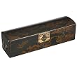 Handmade 24" Black Leather Golden Chinese Painted Dragon & Phoenix Long Storage/Gift Box