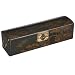 Handmade 24" Black Leather Golden Chinese Painted Dragon & Phoenix Long Storage/Gift Box