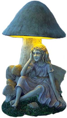 Echo Valley 4173 Solar Powered Lighted Toadstool Fairy Resin Statue