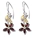 Sterling Silver Lemon and Cherry Amber Flower Earrings