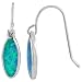 Sterling Silver, Synthetic Opal, Oval Shape Dangle Earrings, 5/8 (16 mm) long