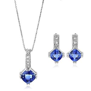 Sterling Silver Tanzanite Pendant and Earring Set by 