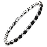 Bracelet With 14.45ctw Precious Stones - Genuine Diamonds and Sapphires Made of White Gold. Total item weight 10.4g Length 7in