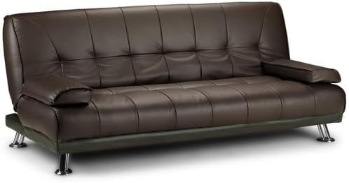 Large Italian Faux Leather 3 Seater Sofa Bed Futon (12002-D02 Brown) by Veelar