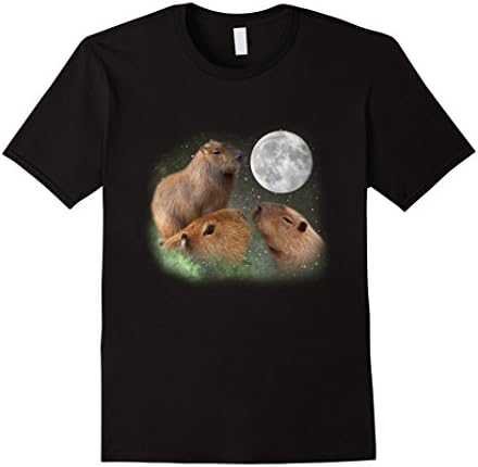 Men's Three Moon Capybaras T-Shirt. Funny Three Wolf Moon Parody Medium Black