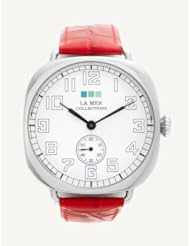 La Mer Collections Womens Oversized Vintage Watch, Red/Silver