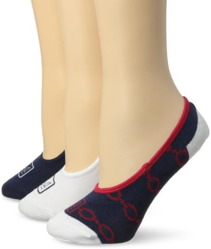Sperry Top-Sider Women's Chain Canoe 3 Pair Pack Liner Socks, Navy, 9-11