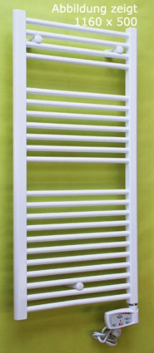  Heizkörper Badheizkörper rein elektrisch mit digitalem Thermostat ELEKTRO gerade 1160 x 600