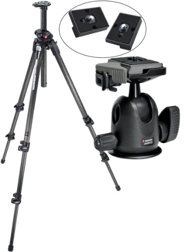 Manfrotto 190CXPRO3 Carbon Fiber Tripod with 496RC2 Head + 2 Bonus RC2 Replacement Plates