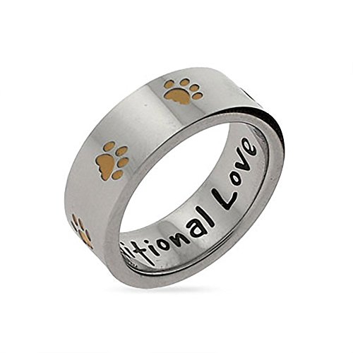 Unconditional Love Stainless Steel Paw Print Ring