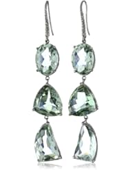 Dyanne Belle "Vedette Earrings Collection" Blackened Silver with Light and Dark Green Amethyst Rock Star Earrings