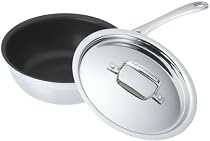 Le Creuset 3-Ply Stainless Steel Chef's Pan with Lid Non-Stick, 20 cm