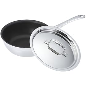 Le Creuset 3-Ply Stainless Steel Chef's Pan with Lid Non-Stick, 20 cm